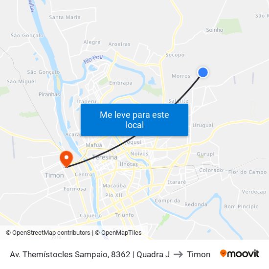 Av. Themístocles Sampaio, 8362 | Quadra J to Timon map