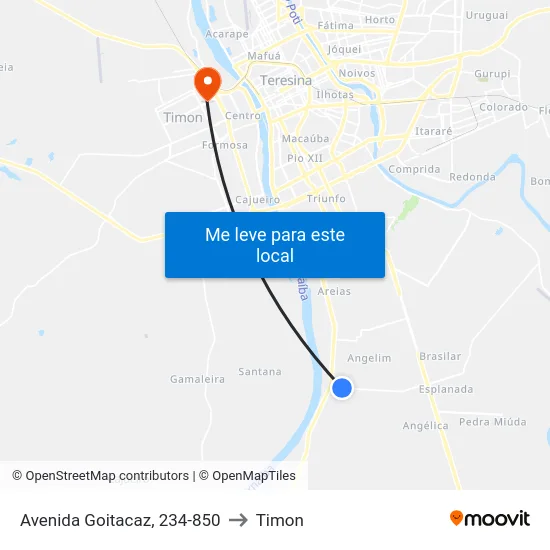 Avenida Goitacaz, 234-850 to Timon map