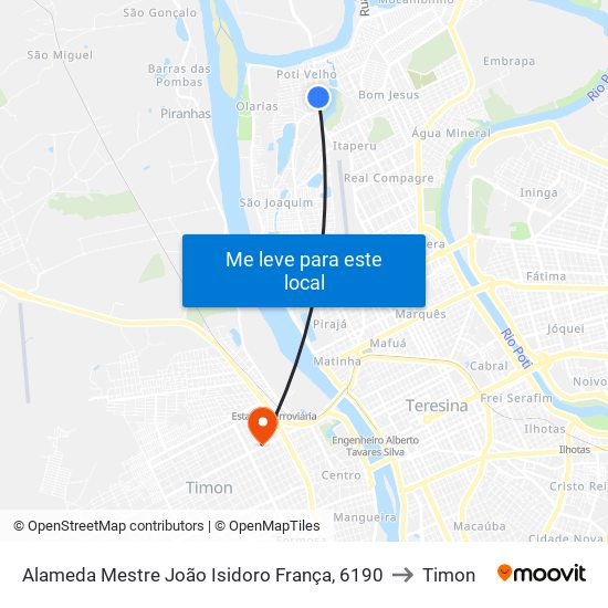 Alameda Mestre João Isidoro França, 6190 to Timon map