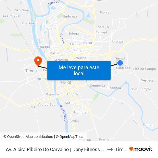 Av. Alcira Ribeiro De Carvalho | Dany Fitness Academia to Timon map