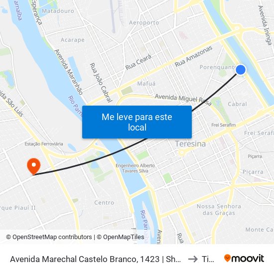 Avenida Marechal Castelo Branco, 1423 | Shopping Rio Poty to Timon map