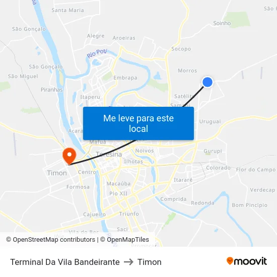 Terminal Da Vila Bandeirante to Timon map