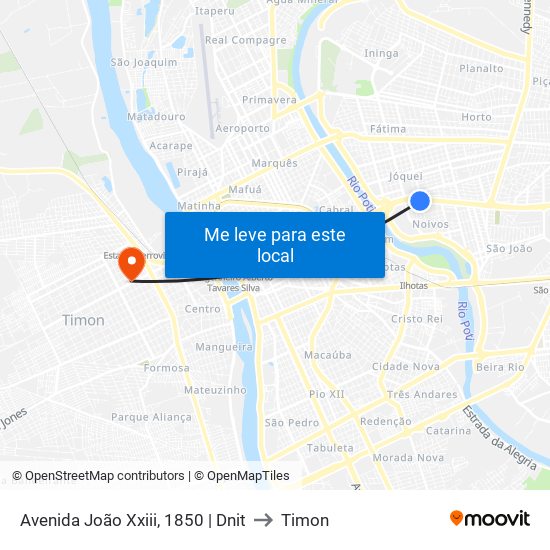 Avenida João Xxiii, 1850 | Dnit to Timon map