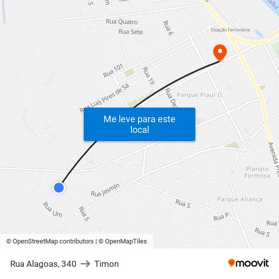 Rua Alagoas, 340 to Timon map