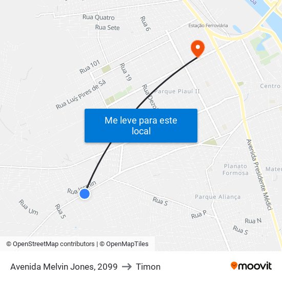 Avenida Melvin Jones, 2099 to Timon map