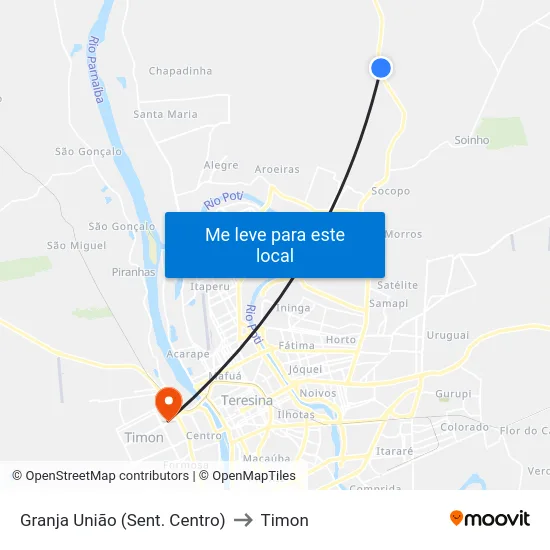 Granja União (Sent. Centro) to Timon map