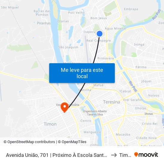 Avenida União, 701 | Próximo À Escola Santa Agélica to Timon map