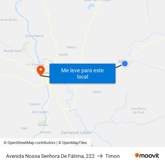 Avenida Nossa Senhora De Fátima, 222 to Timon map