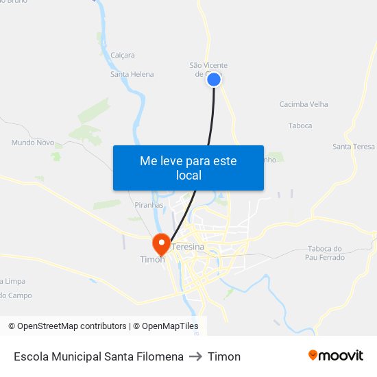 Escola Municipal Santa Filomena to Timon map