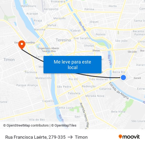 Rua Francisca Laérte, 279-335 to Timon map