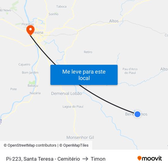 Pi-223, Santa Teresa - Cemitério to Timon map