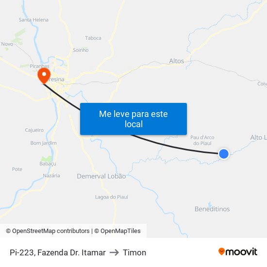 Pi-223, Fazenda Dr. Itamar to Timon map