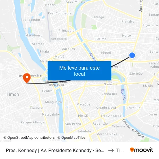Pres. Kennedy | Av. Presidente Kennedy - Sentido Centro to Timon map