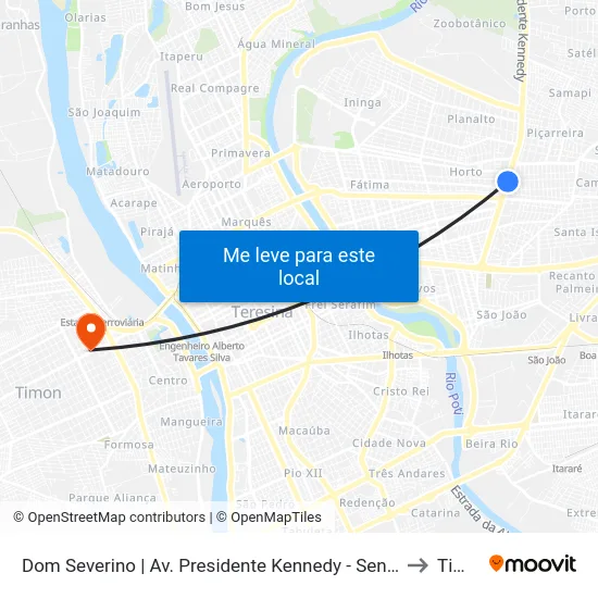 Dom Severino | Av. Presidente Kennedy - Sentido Centro to Timon map