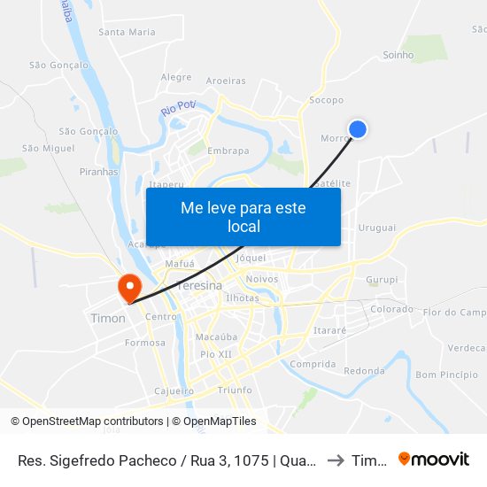 Res. Sigefredo Pacheco / Rua 3, 1075 | Quadra J to Timon map