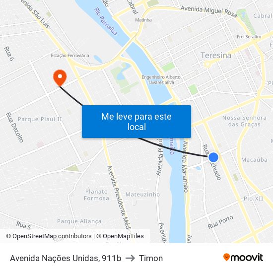 Avenida Nações Unidas, 911b to Timon map