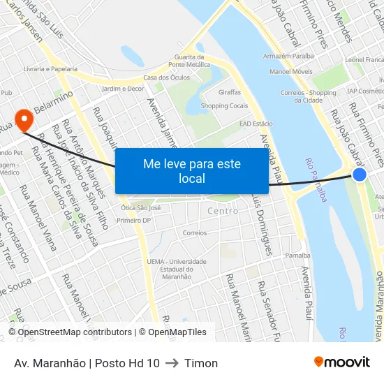 Av. Maranhão | Posto Hd 10 to Timon map