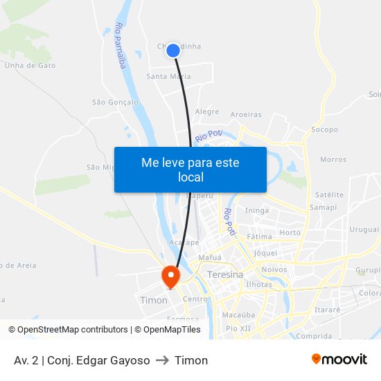 Av. 2 | Conj. Edgar Gayoso to Timon map