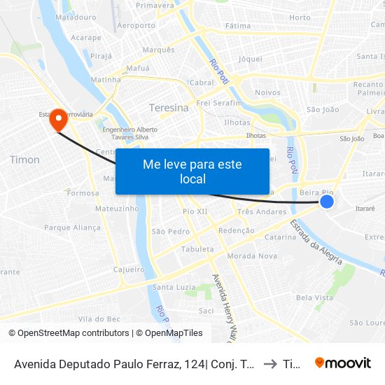Avenida Deputado Paulo Ferraz, 124| Conj. Tancredo Neves to Timon map