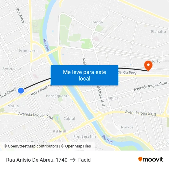 Rua Anísio De Abreu, 1740 to Facid map