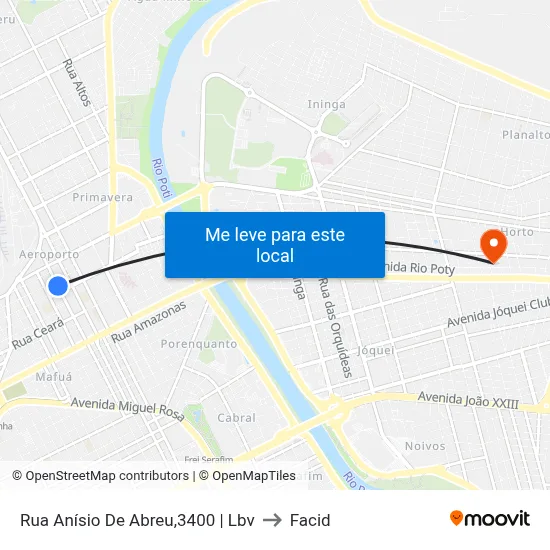 Rua Anísio De Abreu,3400 |  Lbv to Facid map