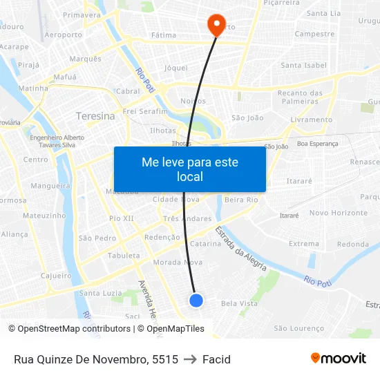 Rua Quinze De Novembro, 5515 to Facid map