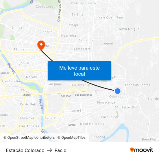 Estação Colorado to Facid map