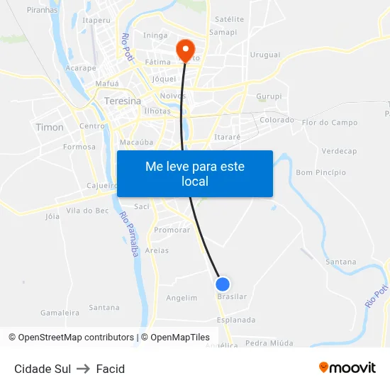 Cidade Sul to Facid map