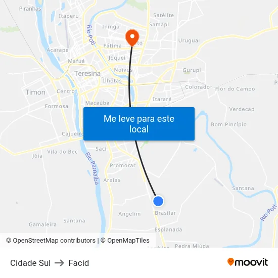 Cidade Sul to Facid map