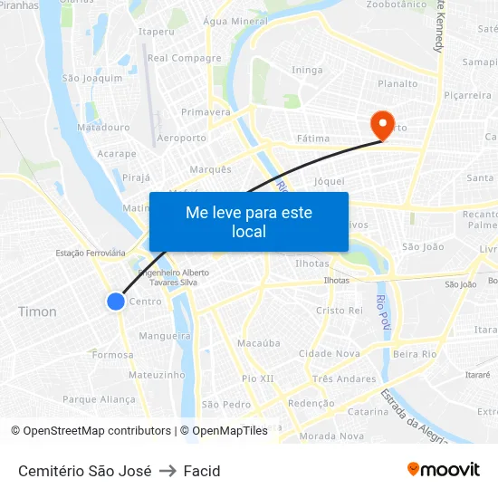 Cemitério São José to Facid map
