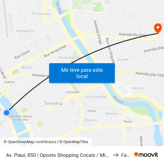 Av. Piauí, 850 | Oposto Shopping Cocais / Mix Mateus to Facid map