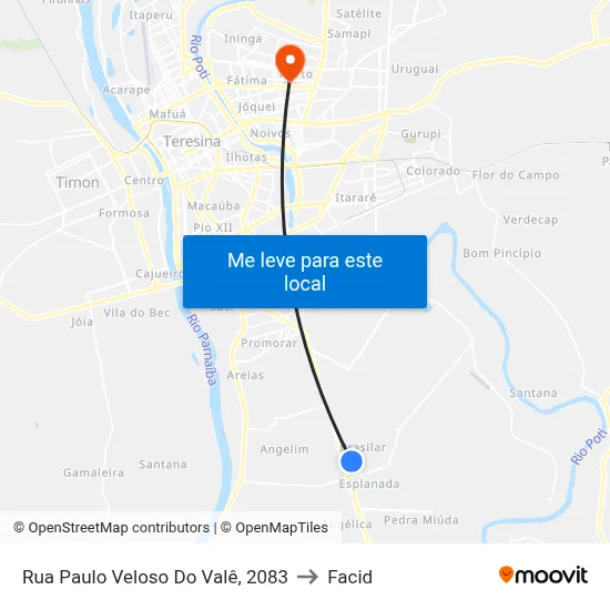 Rua Paulo Veloso Do Valê, 2083 to Facid map
