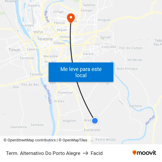 Term. Alternativo Do Porto Alegre to Facid map