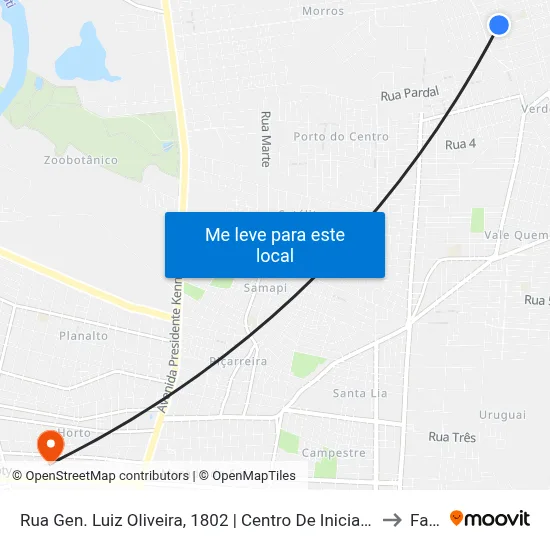 Rua Gen. Luiz Oliveira, 1802 | Centro De Iniciação Ao Esporte to Facid map