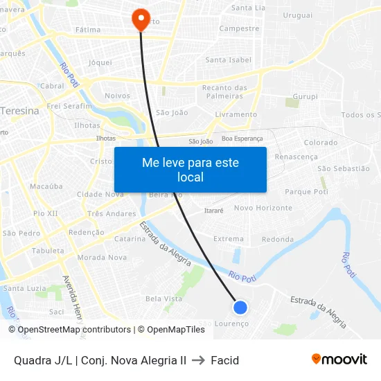 Quadra J/L | Conj. Nova Alegria II to Facid map