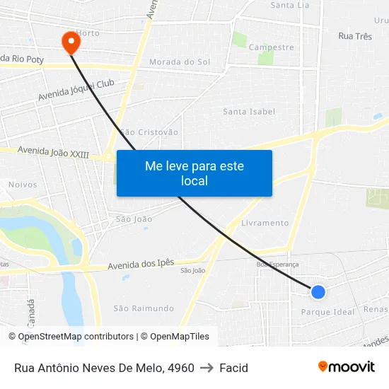 Rua Antônio Neves De Melo, 4960 to Facid map