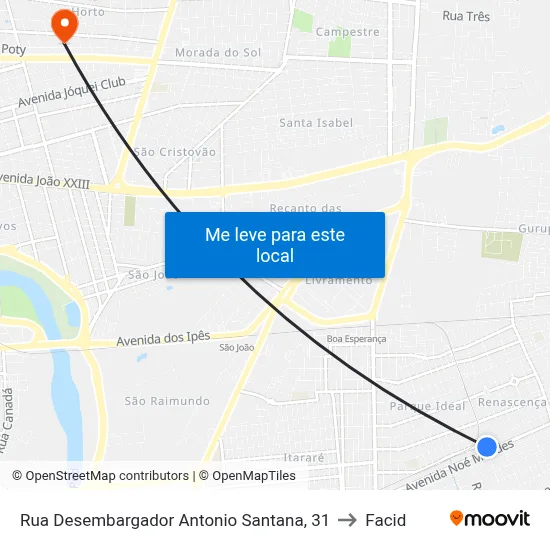 Rua Desembargador Antonio Santana, 31 to Facid map