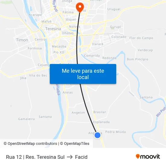 Rua 12 | Res. Teresina Sul to Facid map