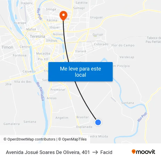 Avenida Josué Soares De Oliveira, 401 to Facid map