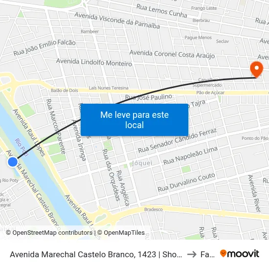 Avenida Marechal Castelo Branco, 1423 | Shopping Rio Poty to Facid map