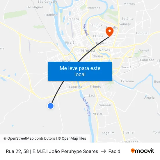 Rua 22, 58 | E.M.E.I João Peruhype Soares to Facid map