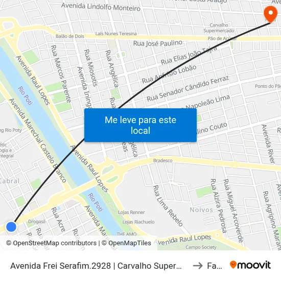 Avenida Frei Serafim.2928 | Carvalho Supermercado to Facid map