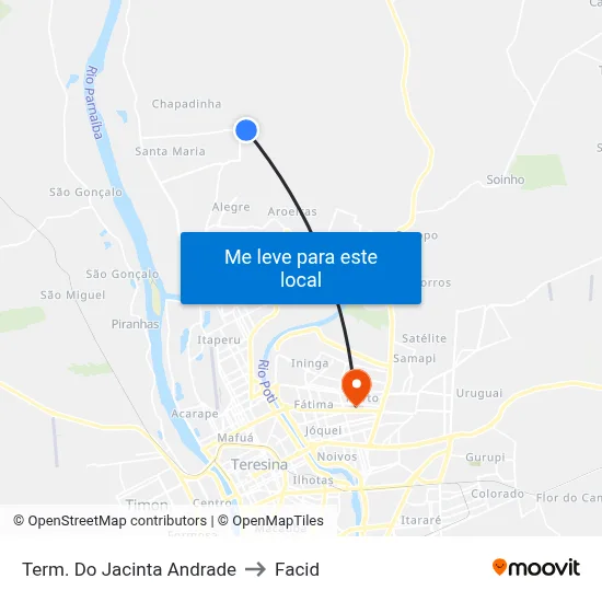 Term. Do Jacinta Andrade to Facid map