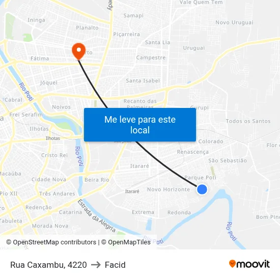 Rua Caxambu, 4220 to Facid map