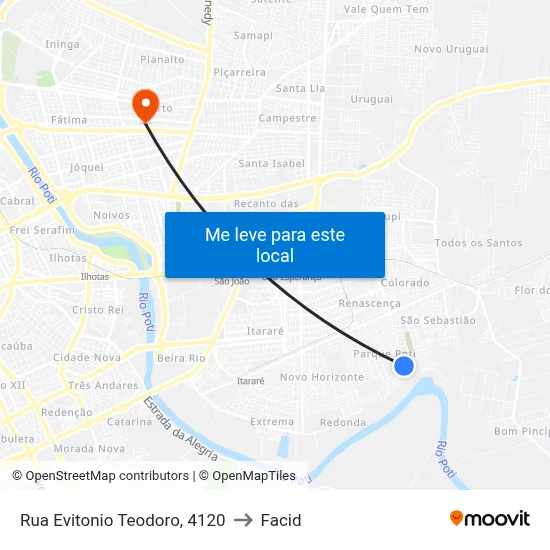Rua Evitonio Teodoro, 4120 to Facid map