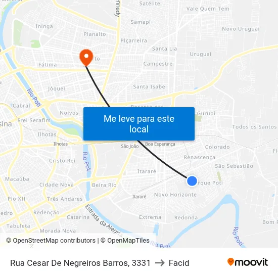 Rua Cesar De Negreiros Barros, 3331 to Facid map