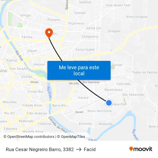 Rua Cesar Negreiro Barro, 3382 to Facid map