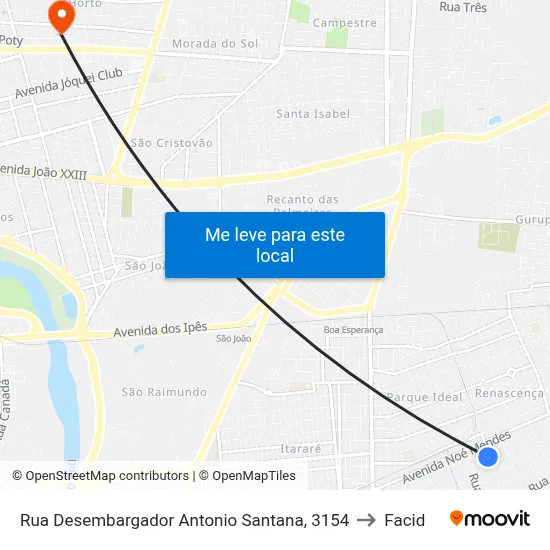 Rua Desembargador Antonio Santana, 3154 to Facid map
