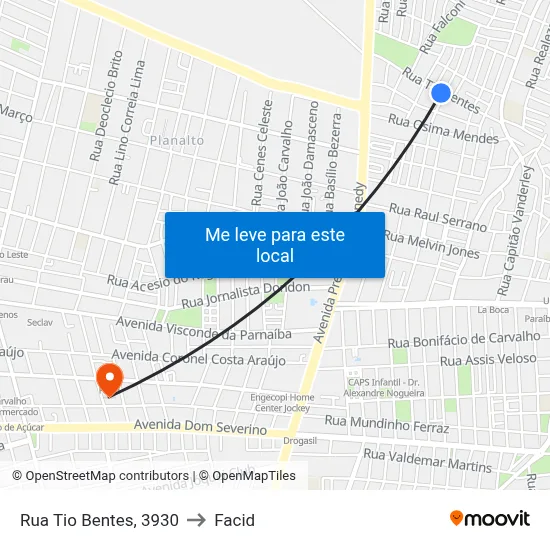 Rua Tio Bentes, 3930 to Facid map