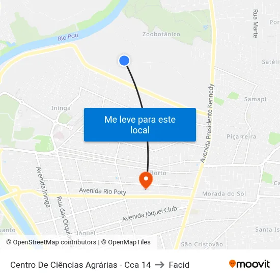 Centro De Ciências Agrárias - Cca 14 to Facid map